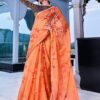 Soft Organza Silk with Handprint and Gold Touch Saree 01