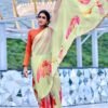 Soft Organza Silk with Handprint and Gold Touch Saree 02