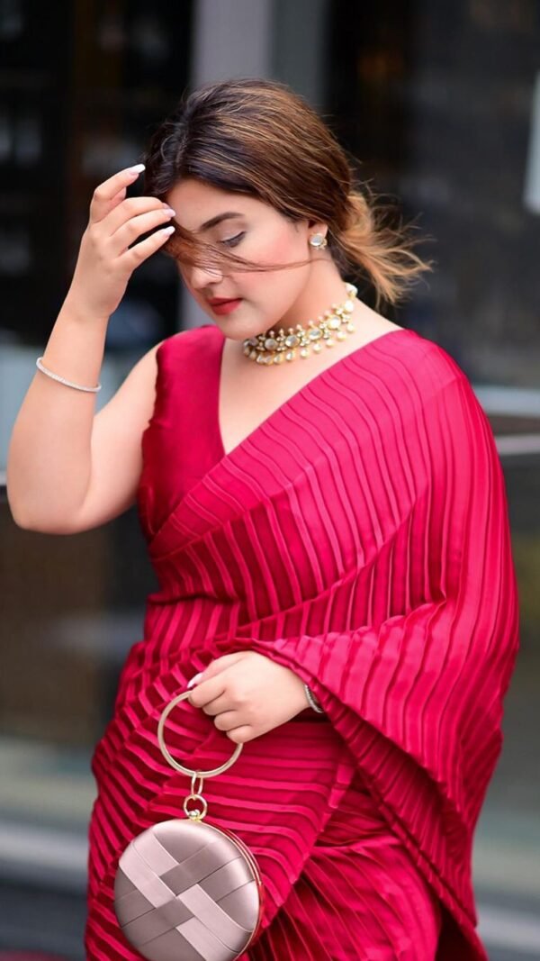 Soft Pure Georgette Pleats Designer Saree