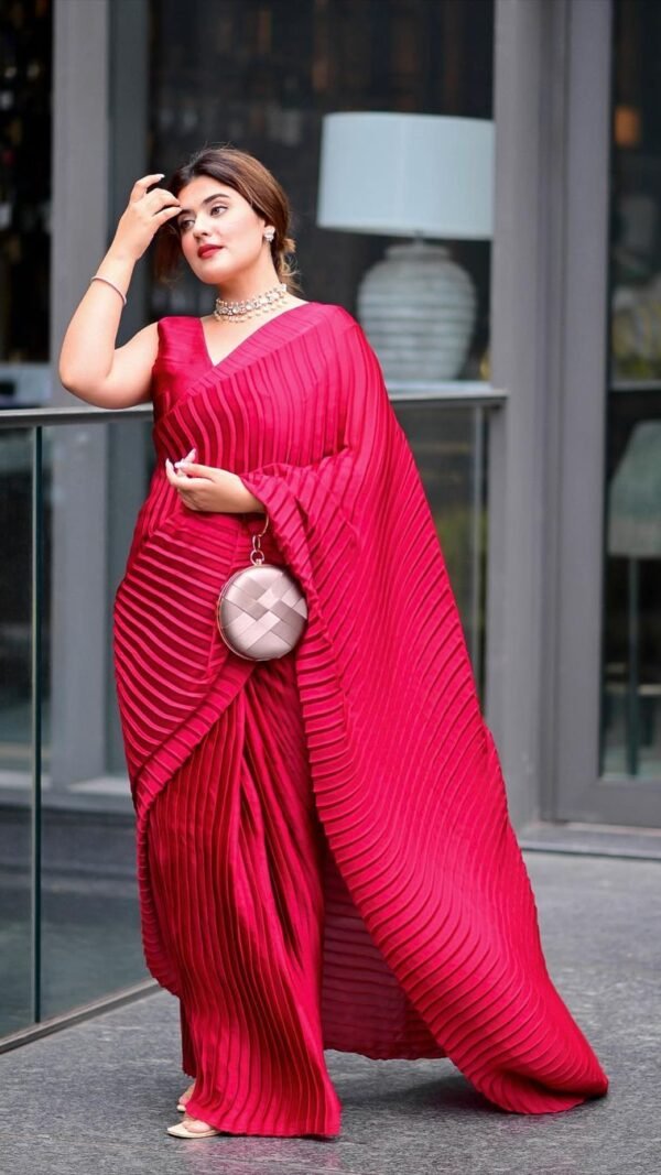 Soft Pure Georgette Pleats Designer Saree