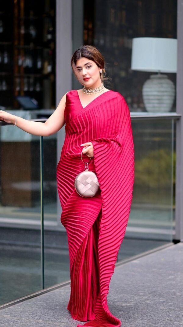 Soft Pure Georgette Pleats Designer Saree