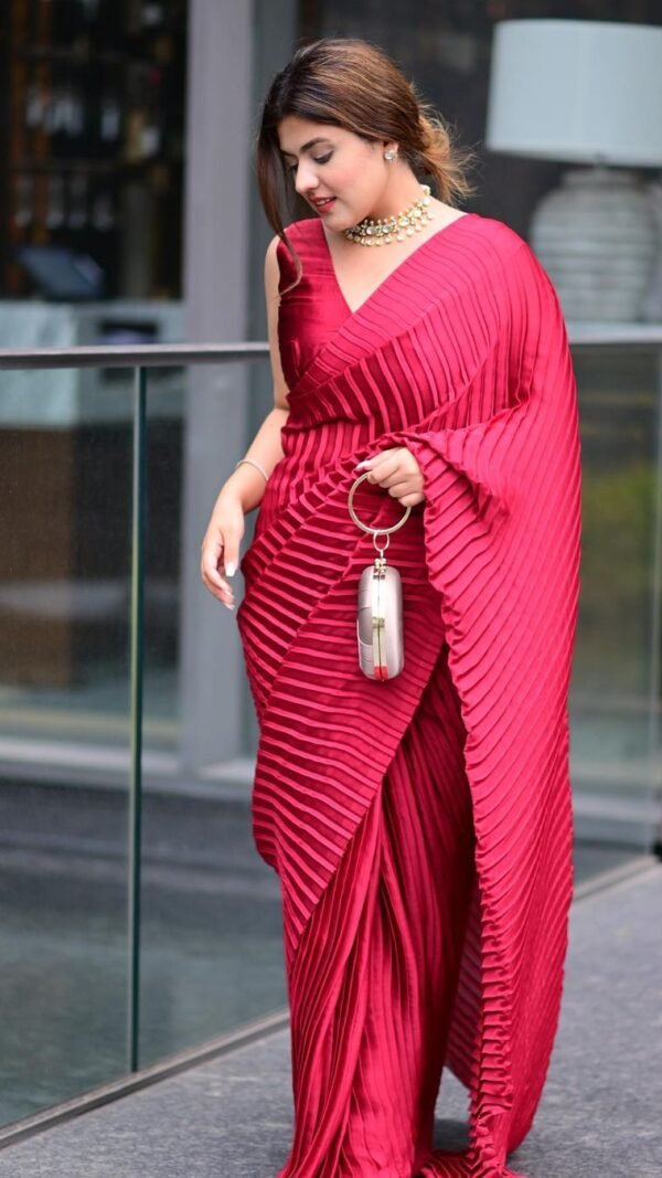 Soft Pure Georgette Pleats Designer Saree