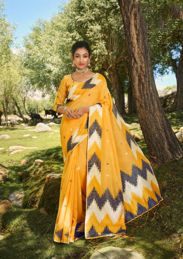 Unique Concept of Cotton with Ikkat Designer Saree 03