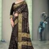 Bandhej Print Art Silk with Zari Waving Border Saree 01