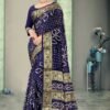 Bandhej Print Art Silk with Zari Waving Border Saree 02