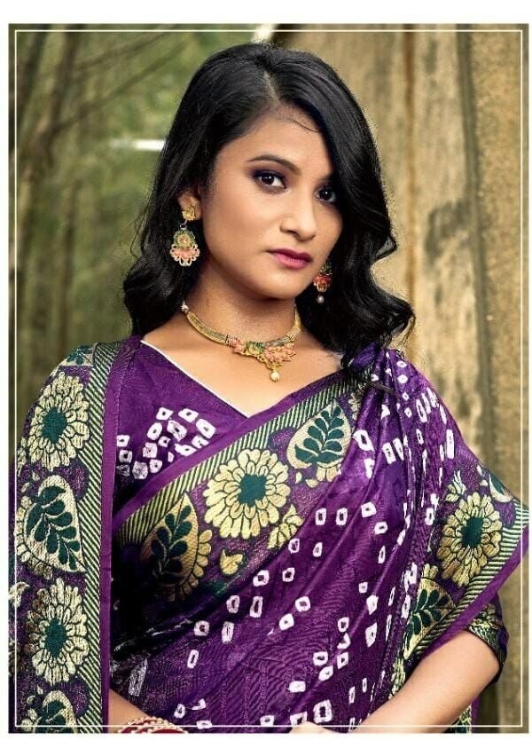 Bandhani Silk with Jacquard Waving Border Saree