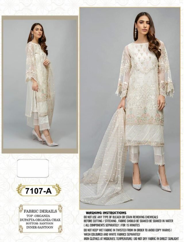 Pakistani Suits Organza with Embroidery Work 02