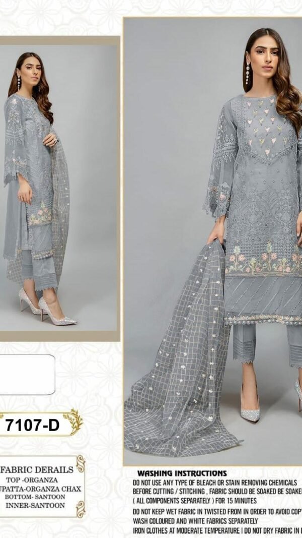 Pakistani Suits Organza with Embroidery Work 05