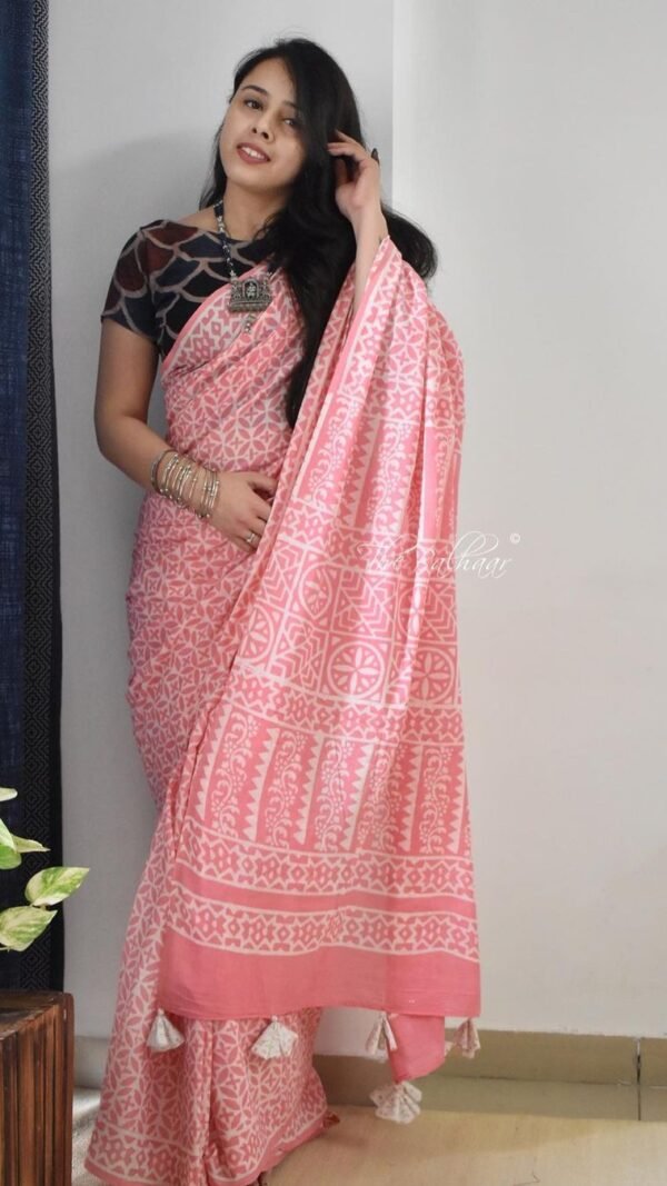 Heavy Linen With Digital Print Work Saree 04