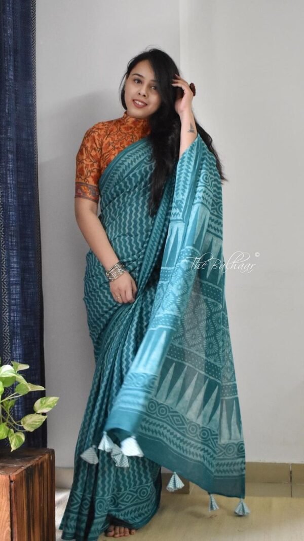 Heavy Linen With Digital Print Work Saree 05