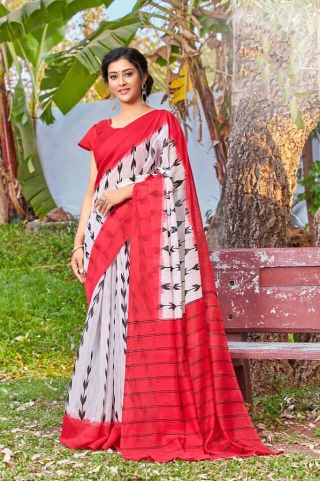 Exclusive Mul Mul Cotton Handloom Print Saree 23