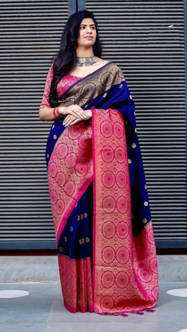 Blue Soft Litchi Silk Saree Online Shopping