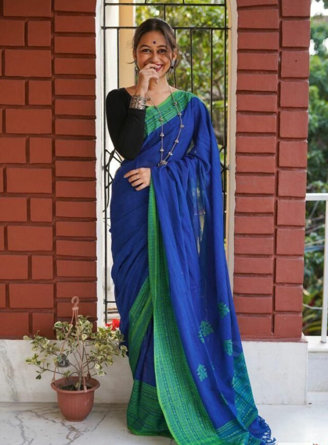 Soft Linen Cotton with Digital Print Saree 01