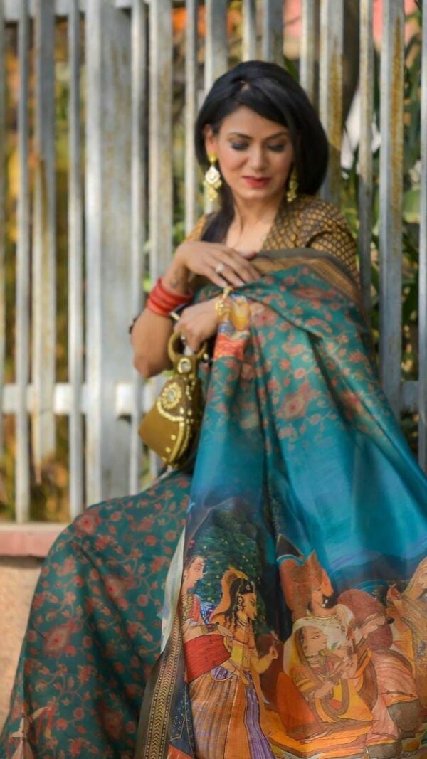 Original Linen Sarees with Digital Print 01