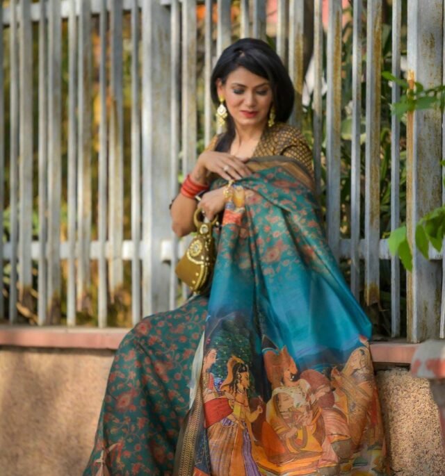 Original Linen Sarees with Digital Print 01