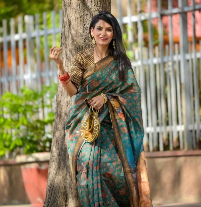 Original Linen Sarees with Digital Print 01