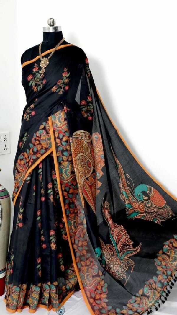 Original Linen Sarees with Digital Print 02