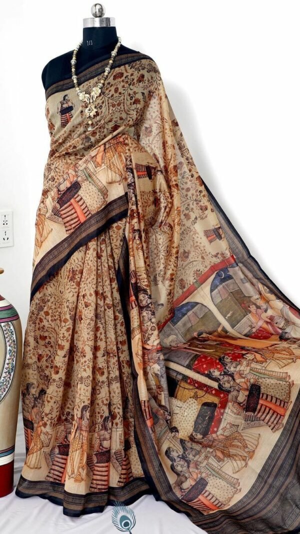 Original Linen Sarees with Digital Print 03