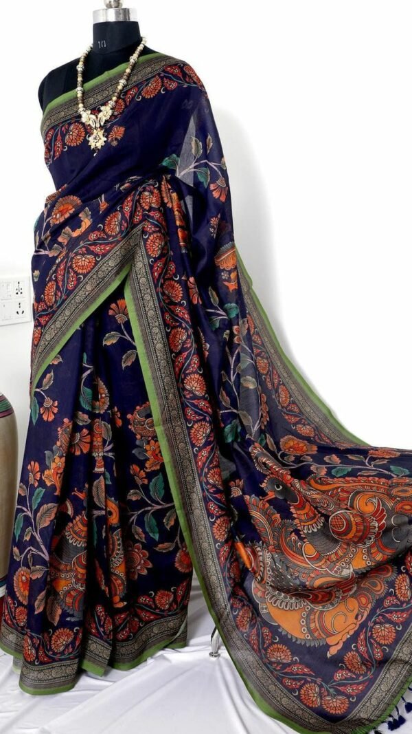 Original Linen Sarees with Digital Print 07