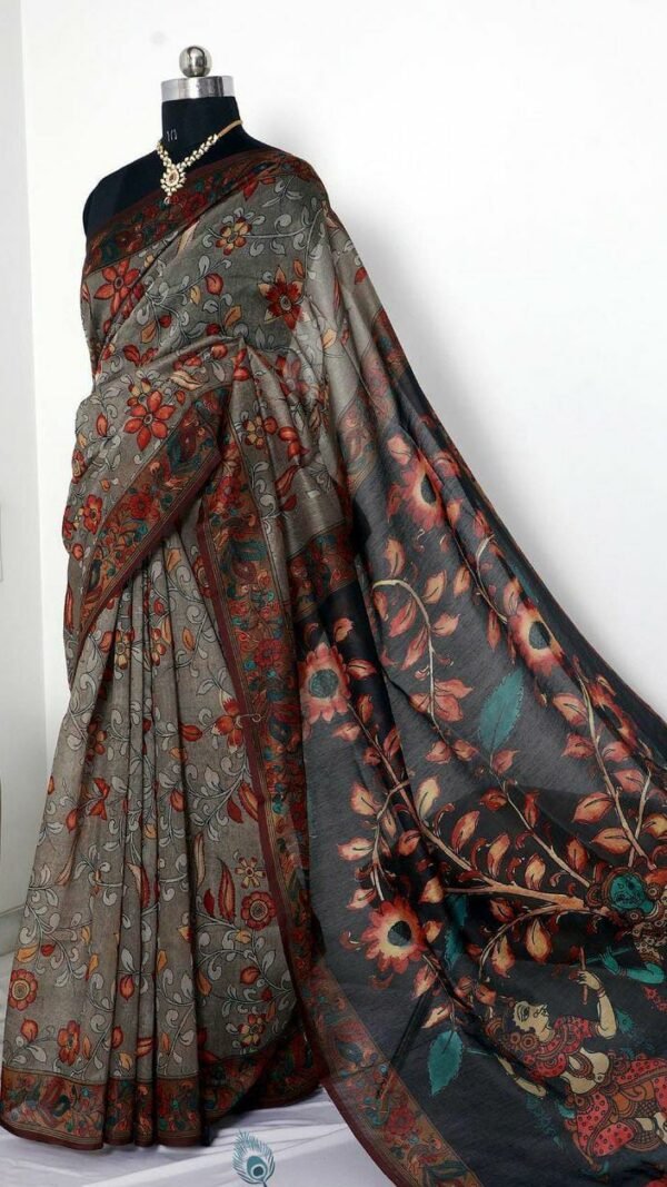Original Linen Sarees with Digital Print 08