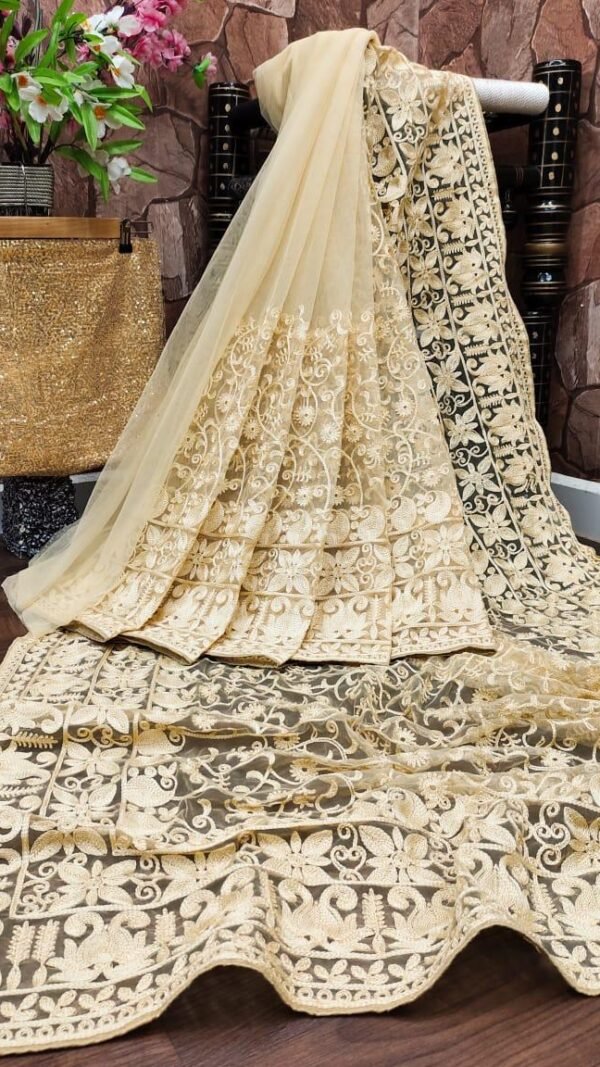 Designer Saree Net Fabric with Full heavy Embroidery Work