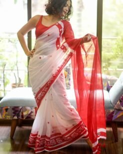 Pure Linen Saree with Digital Print Online Shopping