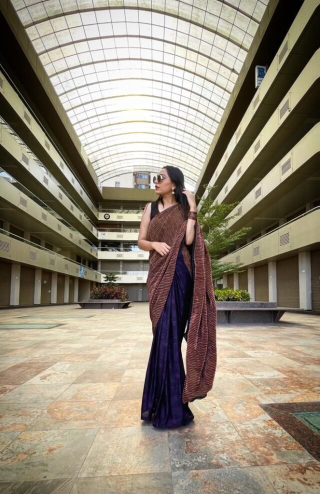 Pure Metallic Saree with Reversible Two Side Cocktail Fabric 04