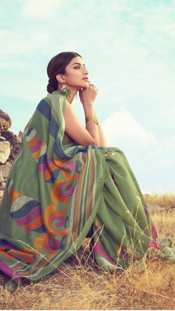Soft Linen Cotton with Digital Print Saree 19