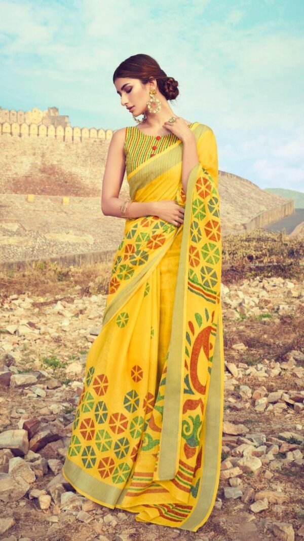 Soft Linen Cotton with Digital Print Saree 20