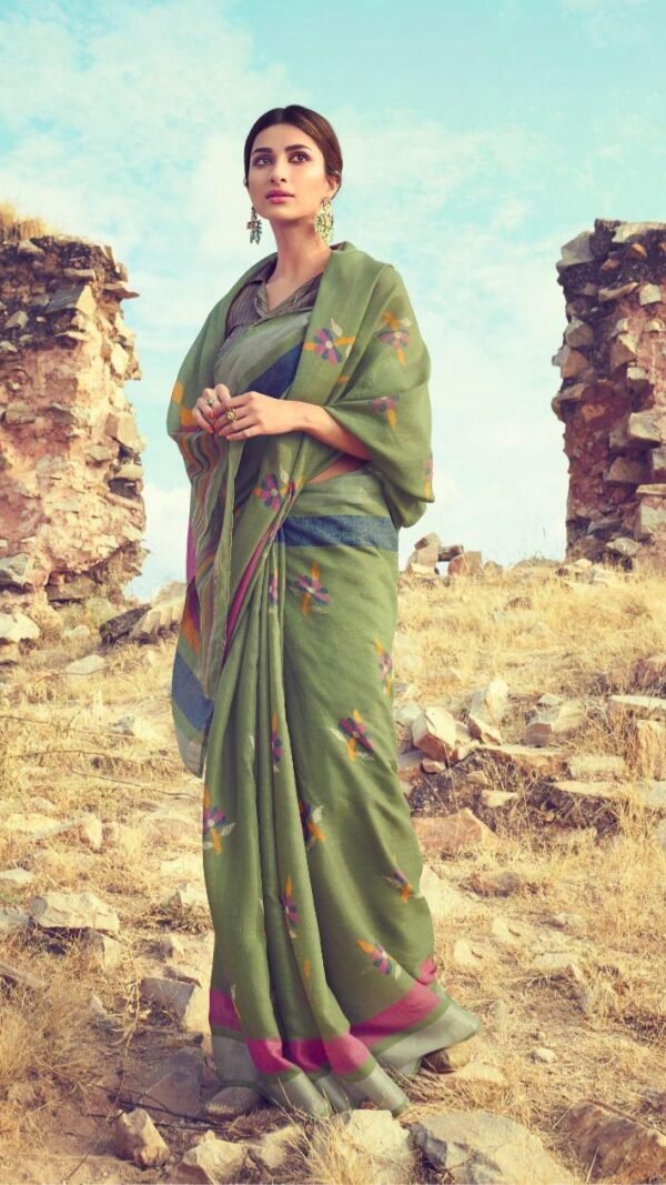 Soft Linen Cotton with Digital Print Saree 21