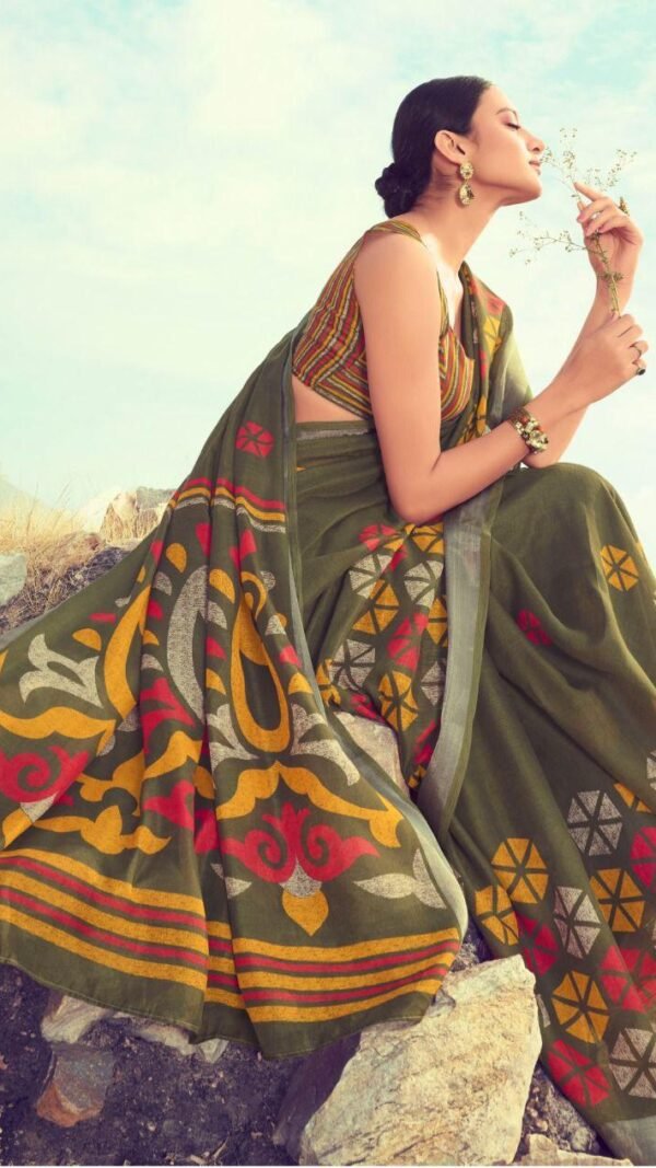 Soft Linen Cotton with Digital Print Saree 22