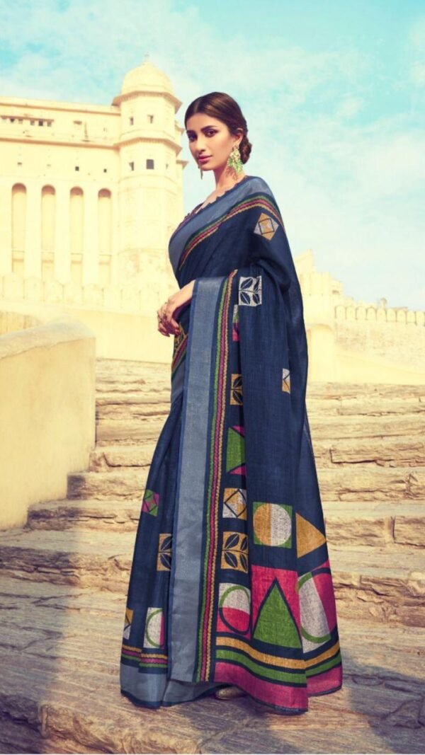 Soft Linen Cotton with Digital Print Saree 23