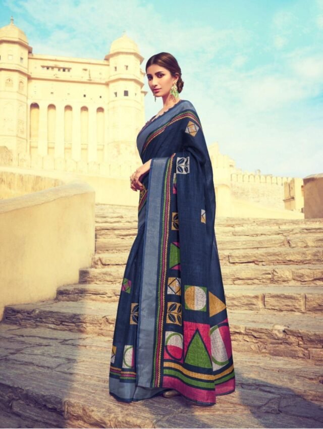 Soft Linen Cotton with Digital Print Saree 23