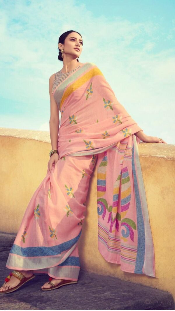 Soft Linen Cotton with Digital Print Saree 24