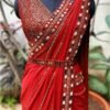 Soft Georgette Saree with Full Embroidery and Real Mirror Belt