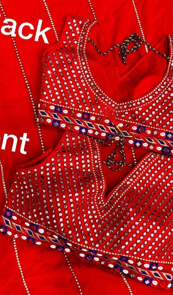 Soft Georgette Saree with Full Embroidery and Real Mirror Belt