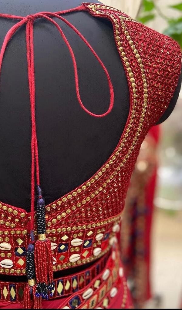 Soft Georgette Saree with Full Embroidery and Real Mirror Belt