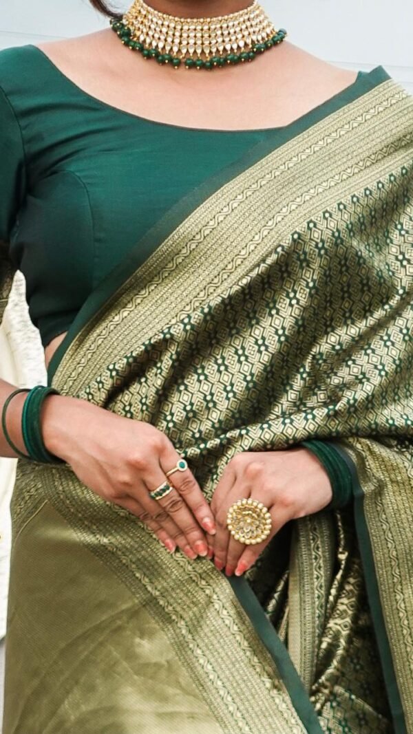 Soft Lichi Silk Golden Zari Weaving Jacquard Saree