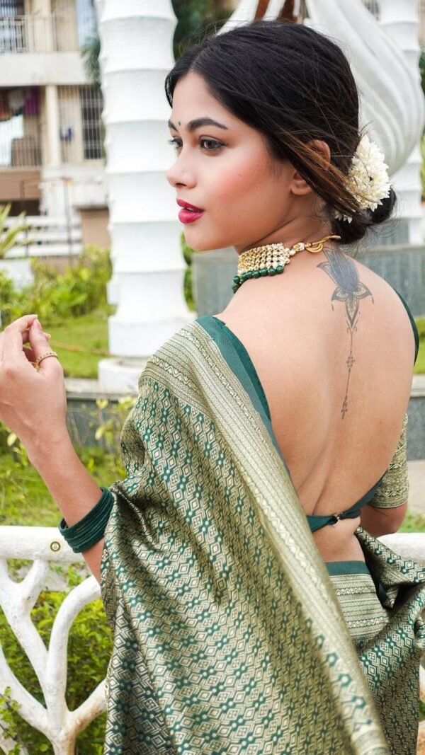 Soft Lichi Silk Golden Zari Weaving Jacquard Saree