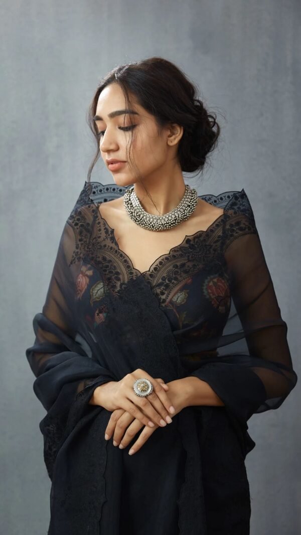 Pure Organza Saree with Heavy Embroidery Thread Work