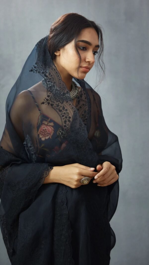Pure Organza Saree with Heavy Embroidery Thread Work
