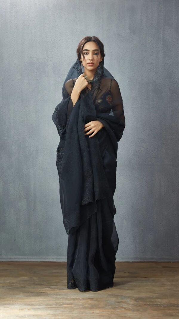 Pure Organza Saree with Heavy Embroidery Thread Work