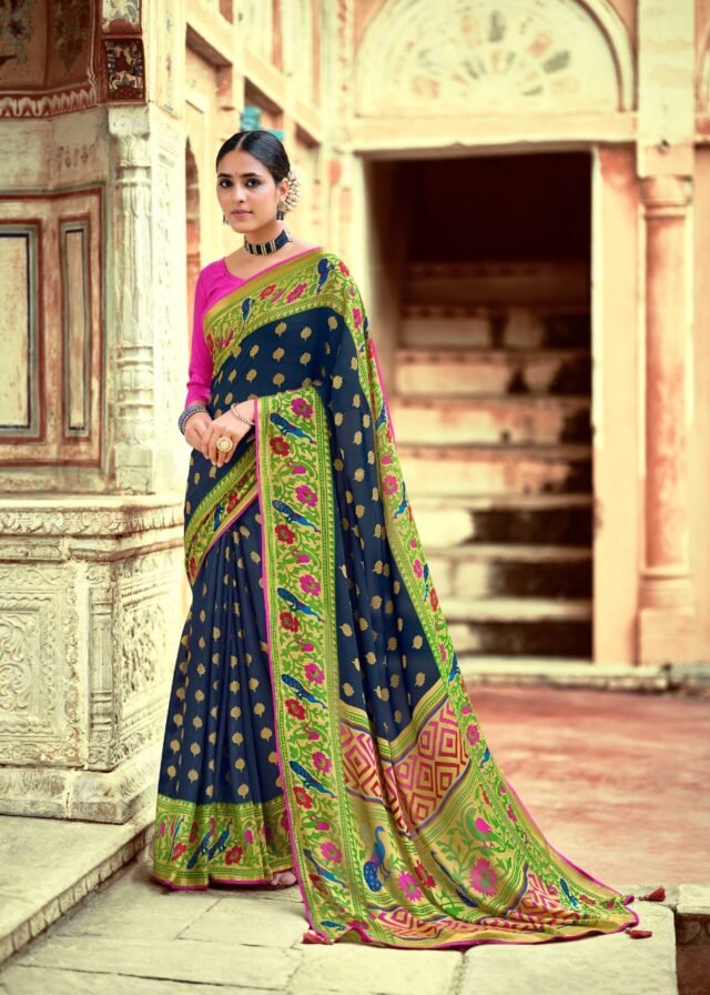 Soft Brasso with Paithani Print Saree 01