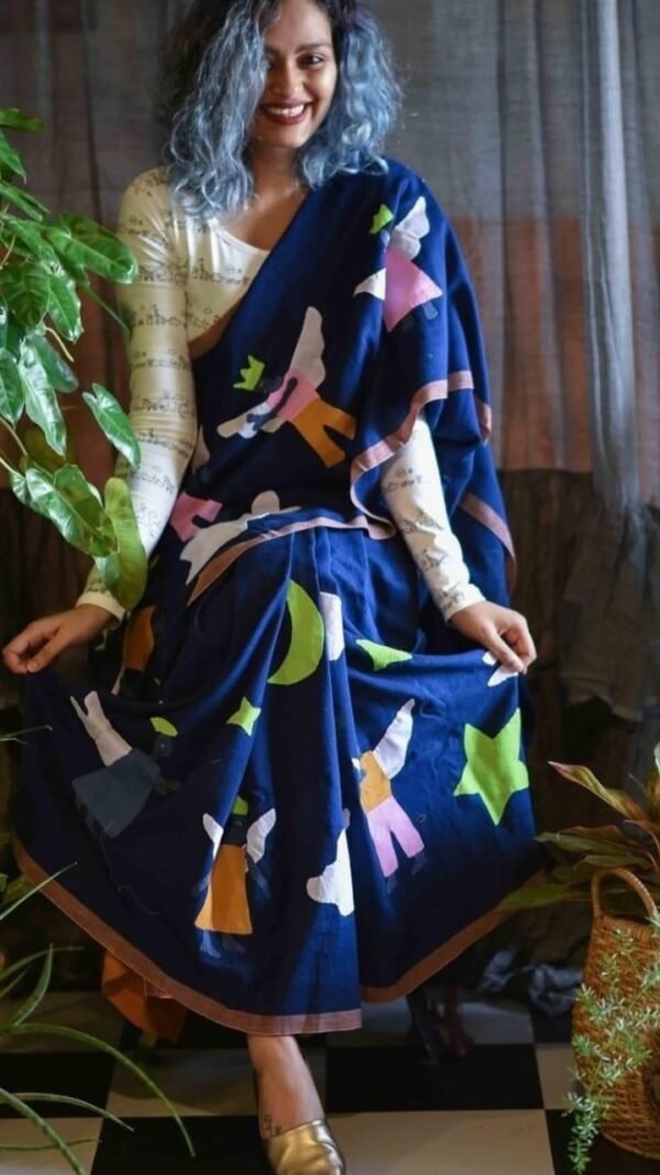 Pure Linen Work Digital Print Saree 02