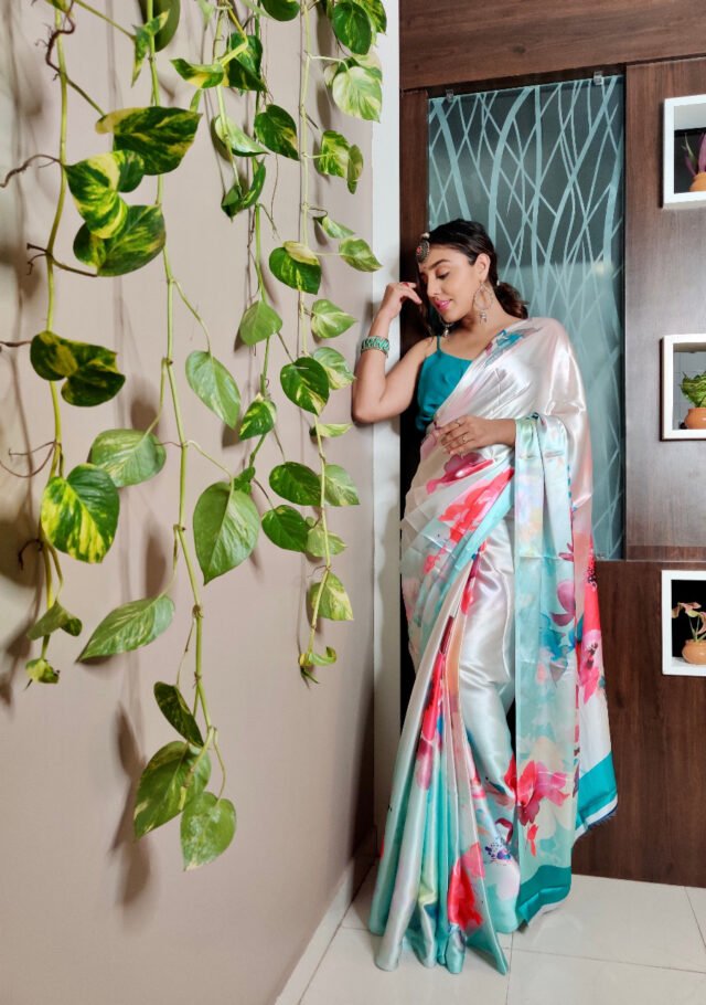 Japan Satin Silk Digital Printed Saree 02