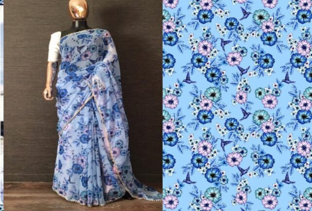 Exclusive Georgette Pearl Lace Saree 08