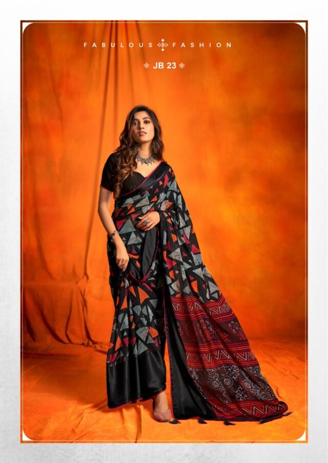 Weightless Sartin Border with Applics Saree 02