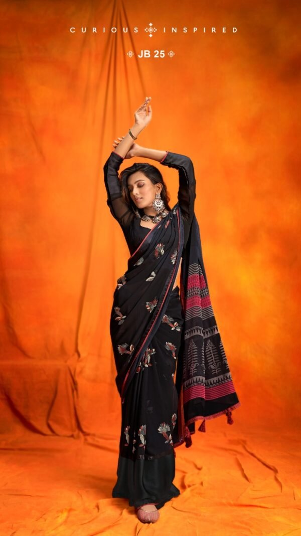Weightless Sartin Border with Applics Saree 07