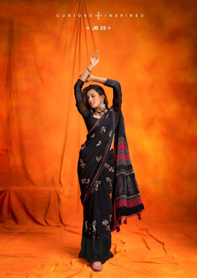 Weightless Sartin Border with Applics Saree 07