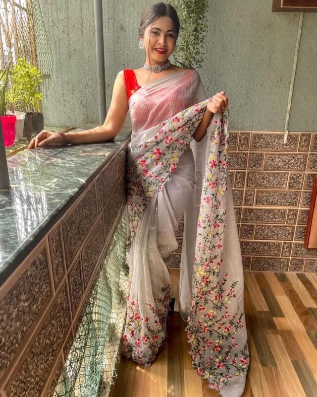 Weightless Heavy Embroidery Multi Sequence Sarees 02